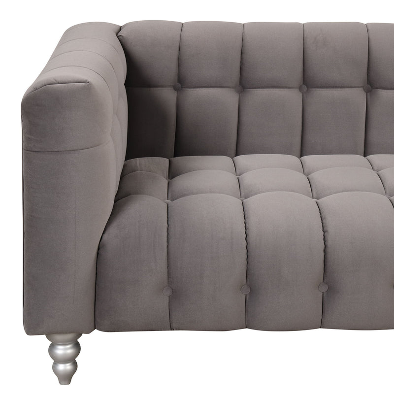 Modern Sofa Dutch Fluff Upholstered Sofa With Solid Wood Legs, Buttoned Tufted Backrest