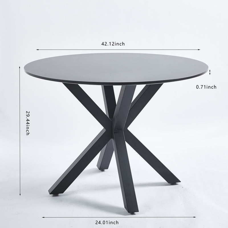 Table Mid-Century Dining Table For 4 - 6 People With Round MDF Table Top, Pedestal Dining Table, End Table Leisure Coffee Table, Cross Leg