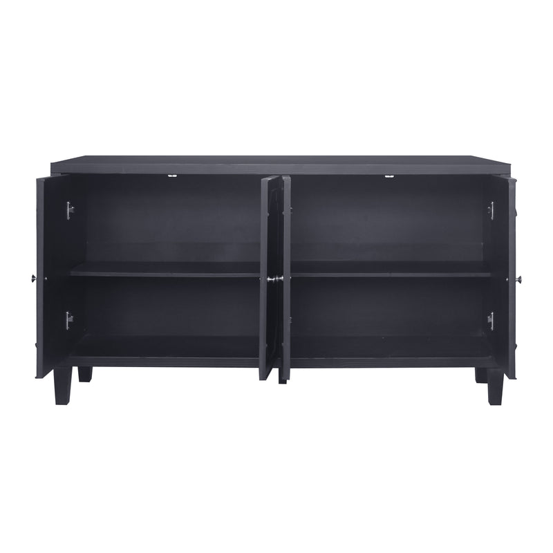 Accent Cabinet 4 Door Wooden Cabinet Sideboard Buffet Server Cabinet Storage Cabinet, For Living Room, Entryway, Hallway, Office, Kitchen And Dining Room - Matte Black