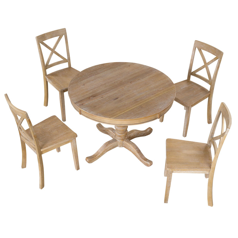 Modern Dining Table Set For 4, Round Table And 4 Kitchen Room Chairs, 5 Piece Kitchen Table Set For Dining Room, Dinette, Breakfast Nook