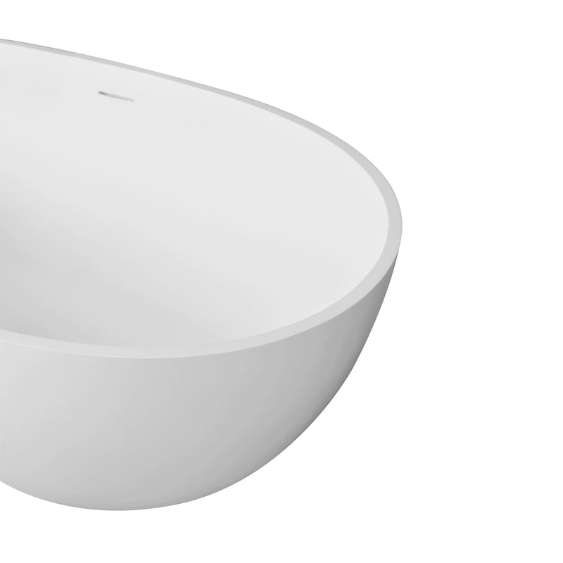 66.9" x 34" x 21.7" Freestanding Solid Surface Soaking Bathtub For Bathroom - Matte White