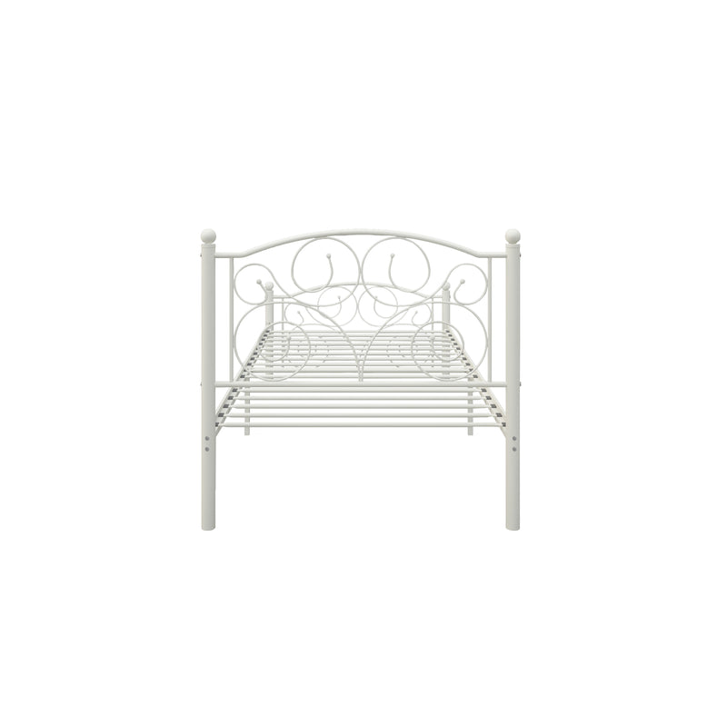 Twin Size Unique Flower Sturdy System Metal Bed Frame with Headboard and Footboard