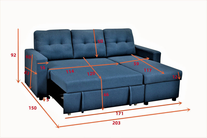 Convertible L Shaped Sectional Sleeper Sofa Bed, Saving Pull Out Couch