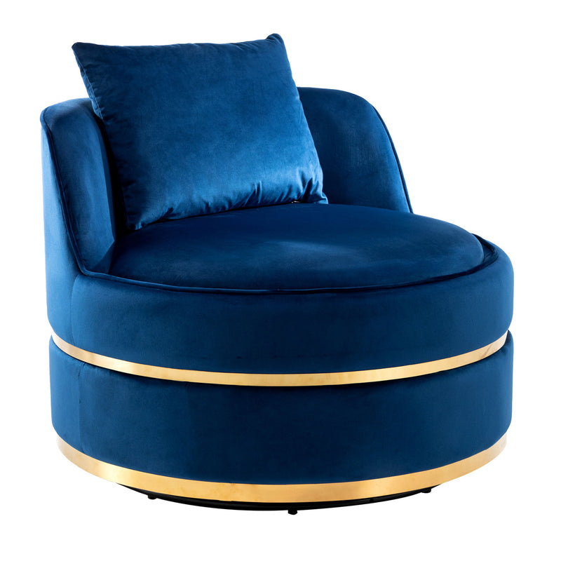 360° Swivel Accent Chair Velvet Modern Upholstered Barrel Chair Over-Sized Soft Chair With Seat Cushion For Living Room