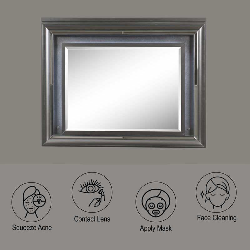 Sawyer - Metallic Mirror With LED - Gray