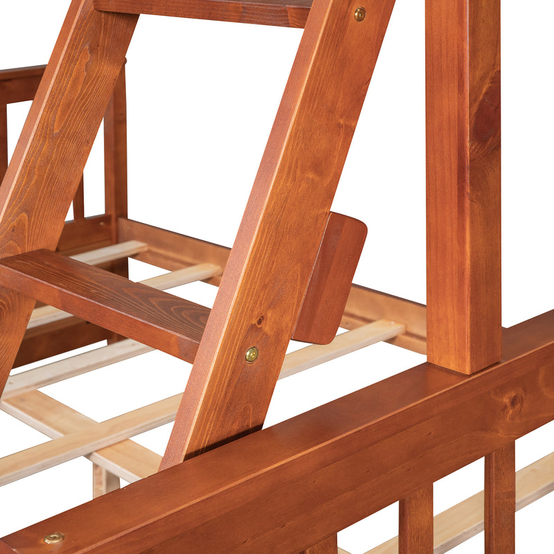 Twin-Over-Full Bunk Bed with Ladders and Two Storage Drawers (Walnut) { old sku:LT000165AAD}