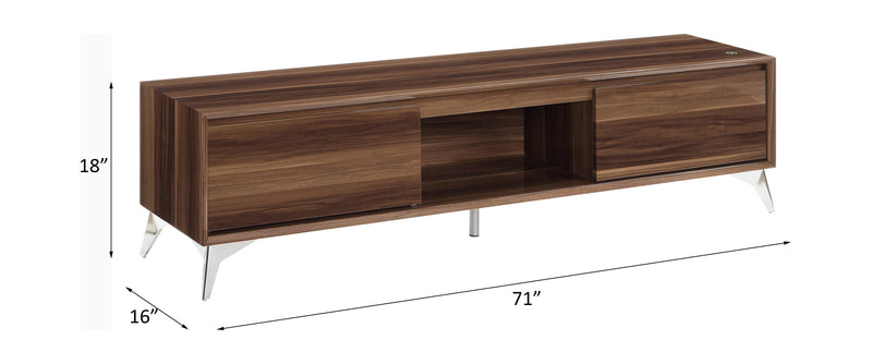 Raceloma - TV Stand (With LED) - Walnut / Chrome