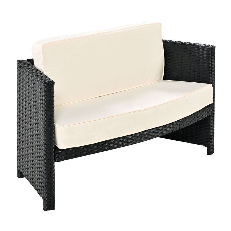 Spa Surround Spa Frame Patio Rattan Sofa Set With Storage Spaces, Mini Sofa And Comfortable Cushion For Patio, Backyard