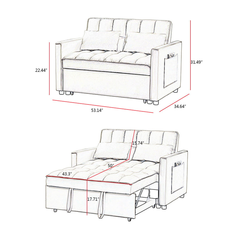 Velvet Loveseat Sofa Bed