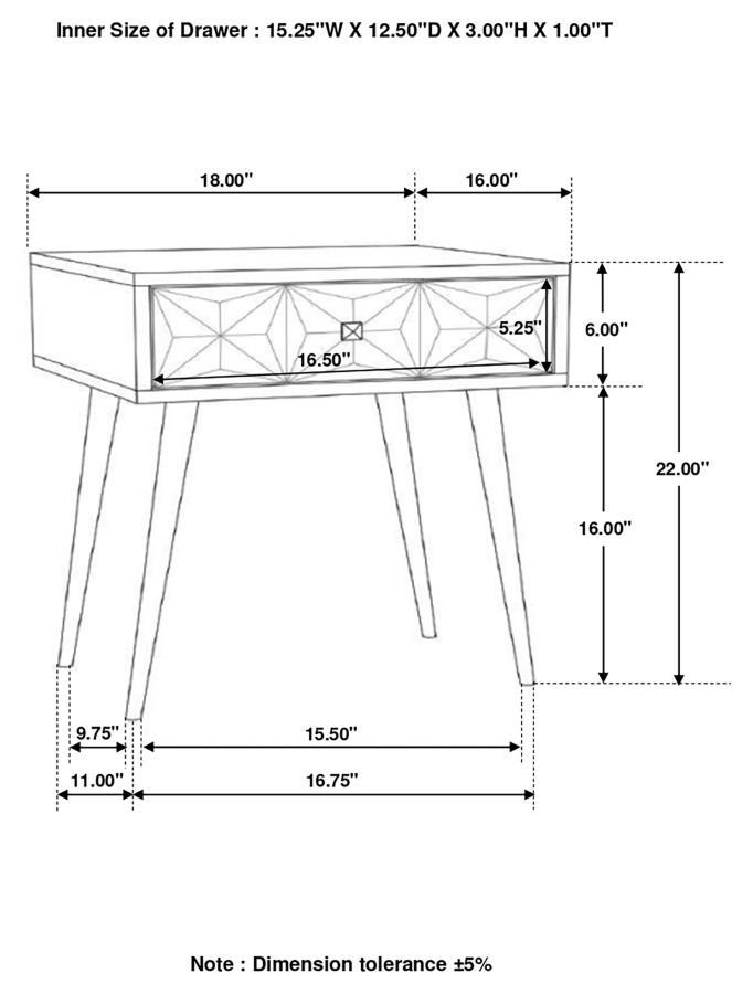 Ezra - 1-Drawer Rectangular Accent Side Table