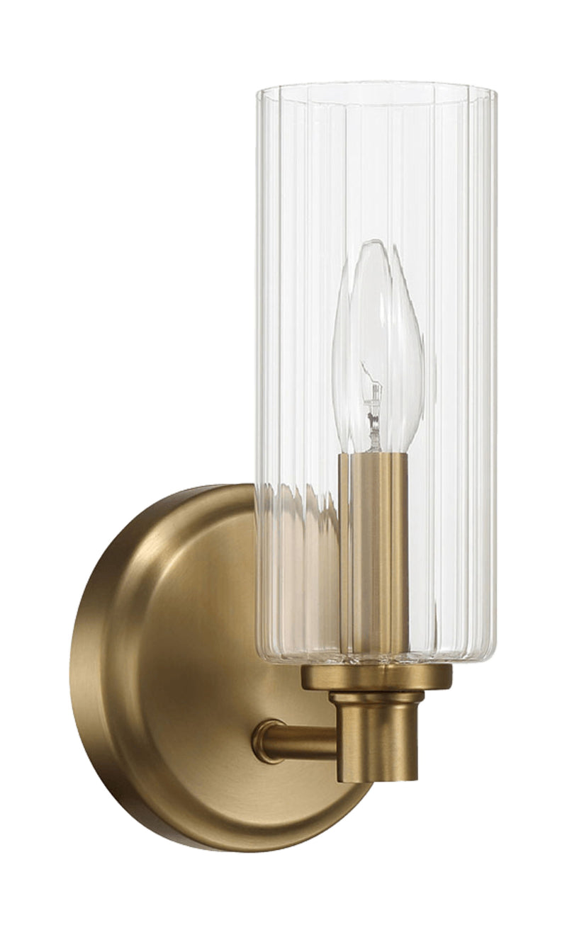 Jardin - Single Light Wall Sconce With Clear Ribbed Satin - Clear / Gold