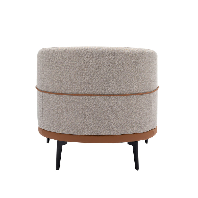 Modern Two-Tone Barrel Chair, Upholstered Round Armchair For Living Room Bedroom Reading Room