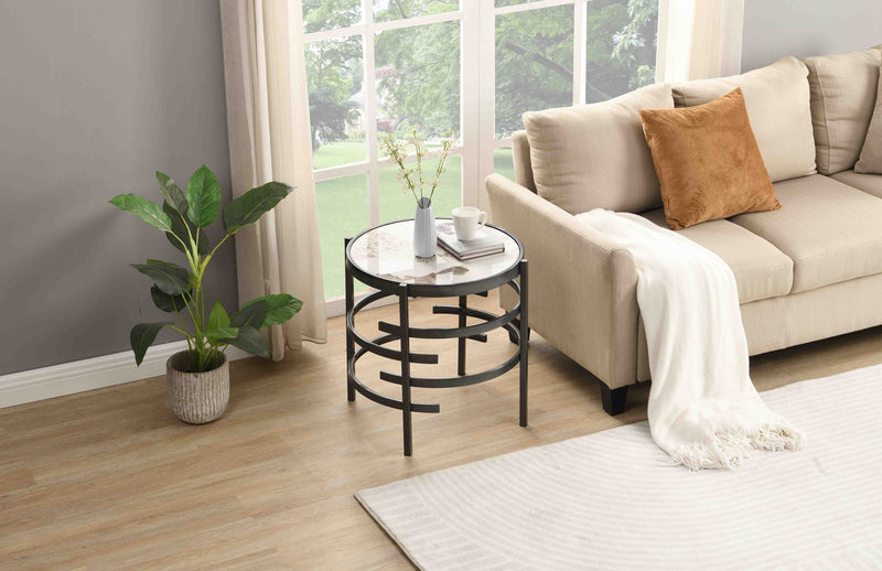 Elegant Pandora Sintered Stone End Table, Small Coffee Table For Living Room