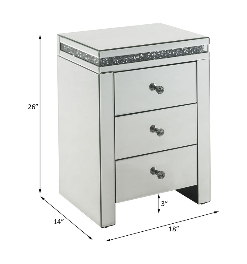 Noralie - Accent Table - Mirroed & Faux Diamonds