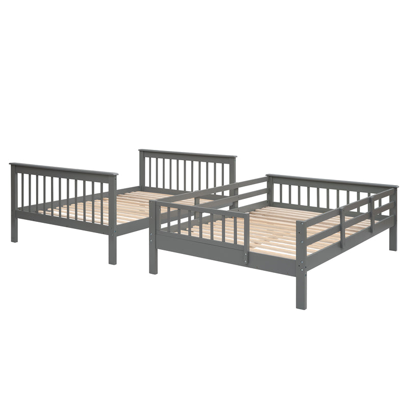 Stairway Full-Over-Full Bunk Bed with Storage and Guard Rail for Bedroom, Dorm, Gray(OLD SKU:LP000110AAE)