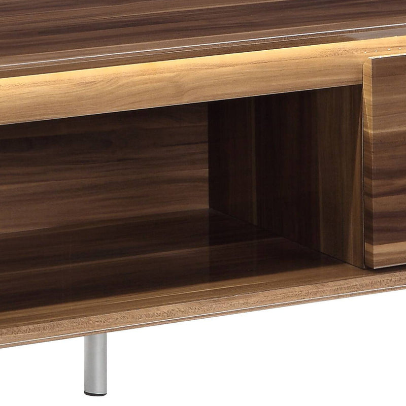 Raceloma - TV Stand (With LED) - Walnut / Chrome