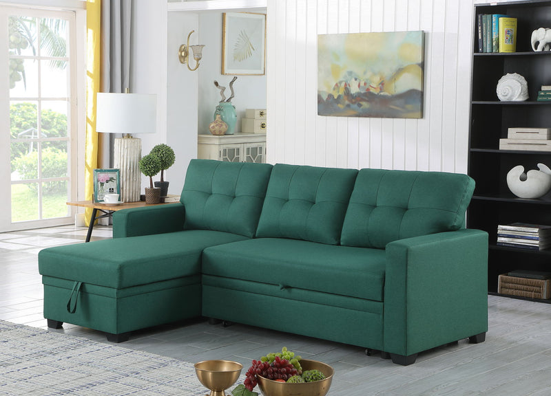 Upholstered Pull Out Sectional Sofa With Chaise