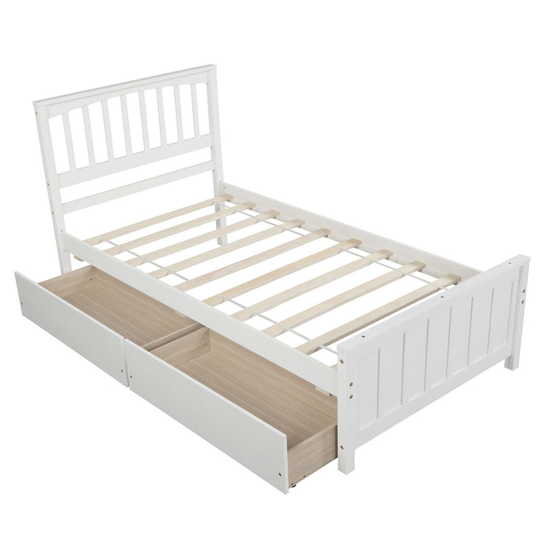 Twin Size Platform Bed With Two Drawers