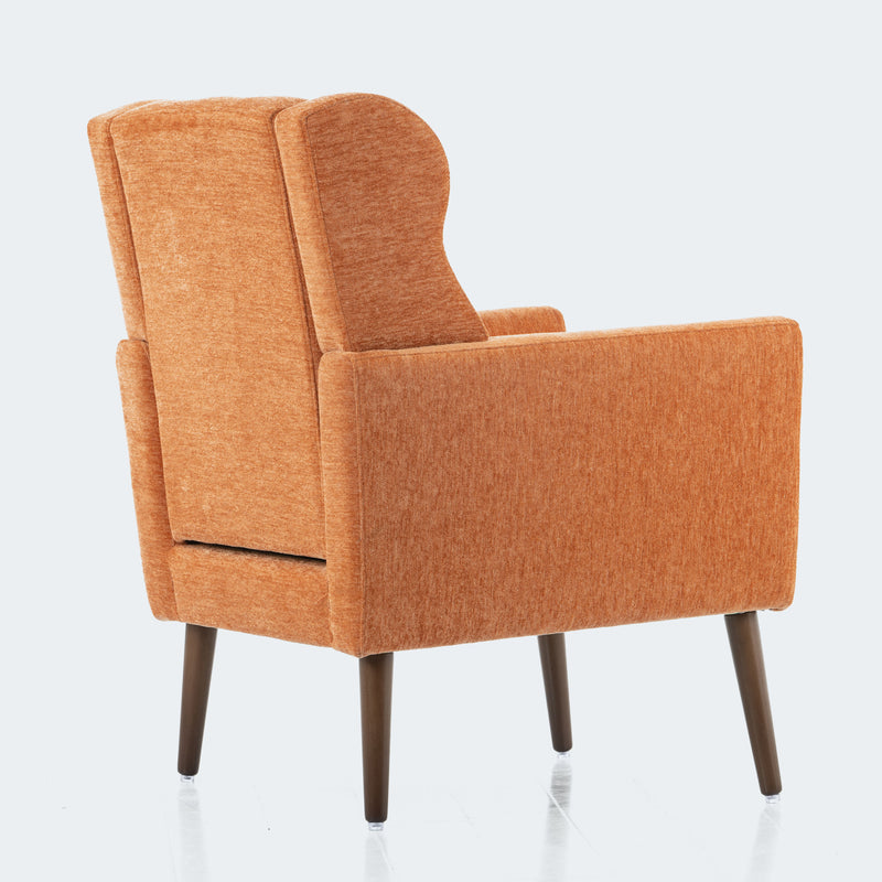 Modern Accent Chair, Chenille Arm Chairs For Living Room, Upholstered Mordern Armchair, Comfy Soft Padded Lounge Chair In Small Space, Bedroom, With Pillow, Solid Wood Leg