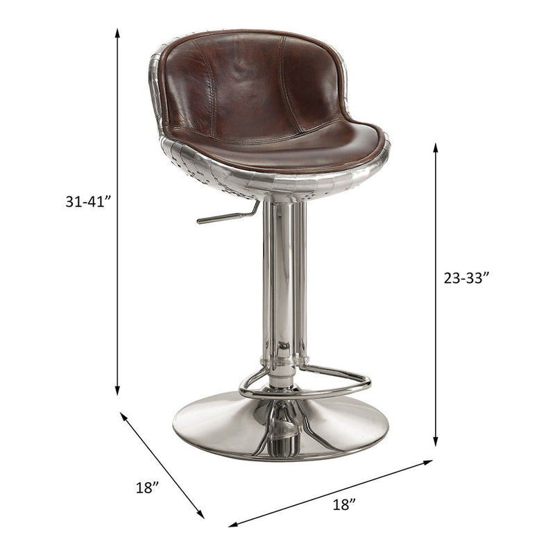 Brancaster - Stool - Vintage Brown Top Grain Leather & Aluminum - Atlantic Fine Furniture Inc