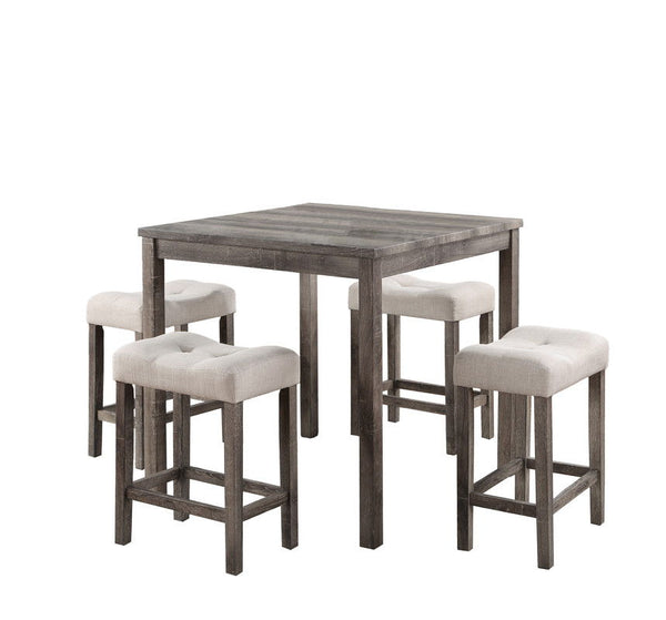 Lucian - Counter Height Pub Table With Tufted Linen Stools