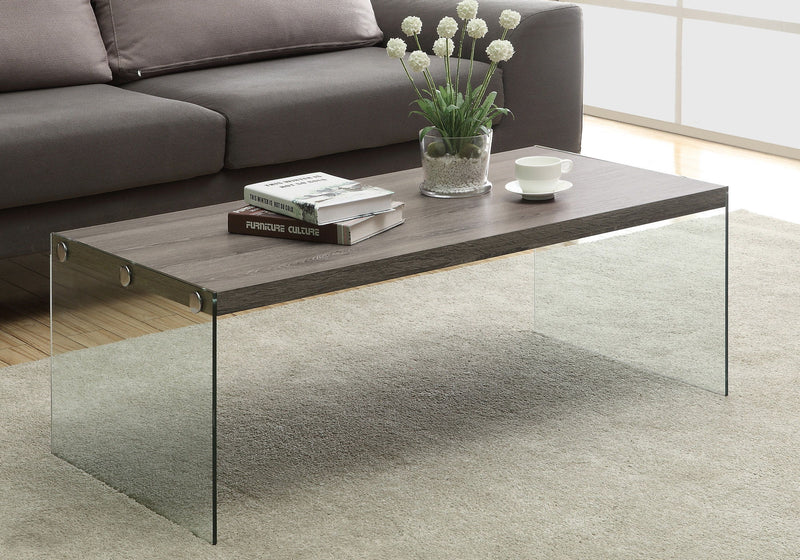 Coffee Table Rectangular For Living Room Clear Tempered Glass