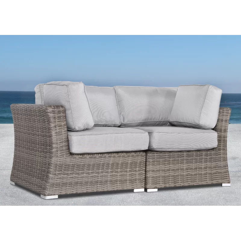 Elegant Wide Outdoor Wicker Loveseat With Plush Cushions Perfect For Cozy Gatherings - Gray / Gray Mix