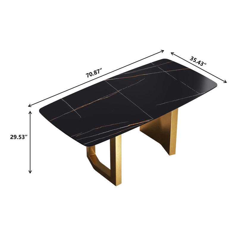 Modern Artificial Stone Dining Table, Can Accommodate 6-8 People - Black