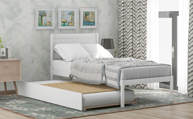 Twin size Platform Bed Wood Platform Bed with Trundle