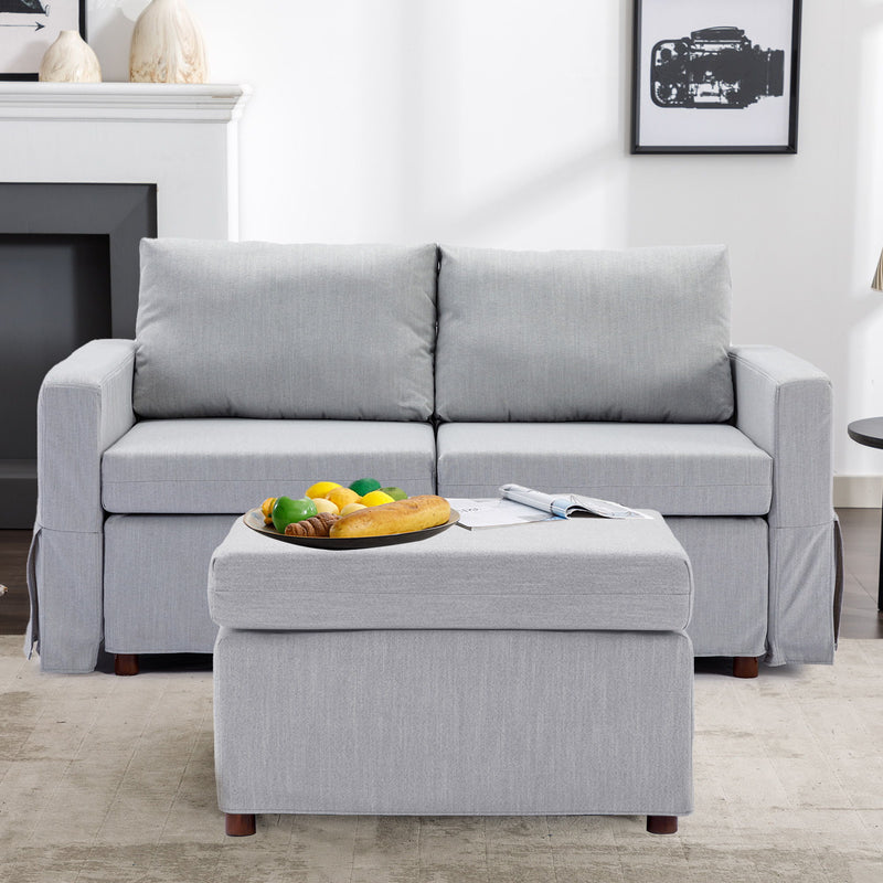 2 Seat Module Sectional Sofa Couch With 1 Ottoman For Living Room, Seat Cushion And Back Cushion Non-Removable And Non-Washable