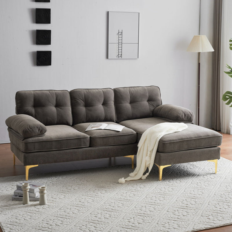 Modern Sectional Sofas Couches Velvet L Shaped Couches For Living Room, Bedroom