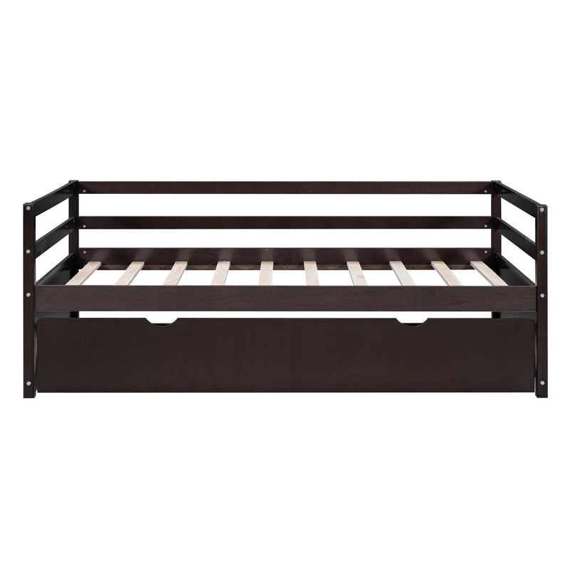 Twin Size Wood Daybed with Twin Size Trundle, Espresso