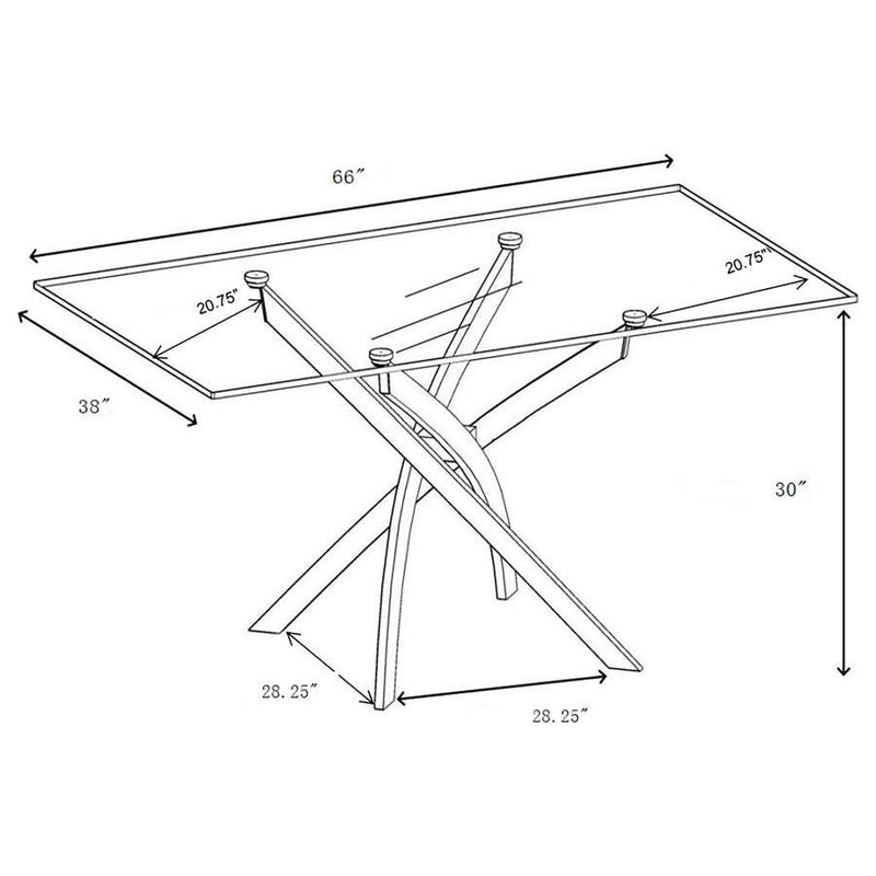 Carmelo - 5 Piece Rectangular Glass Top Dining Set - Chrome