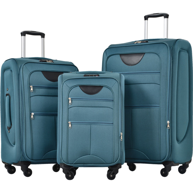 Softside Luggage Expandable 3 Piece Set Suitcase Upright Spinner Softshell Lightweight Luggage Travel Set