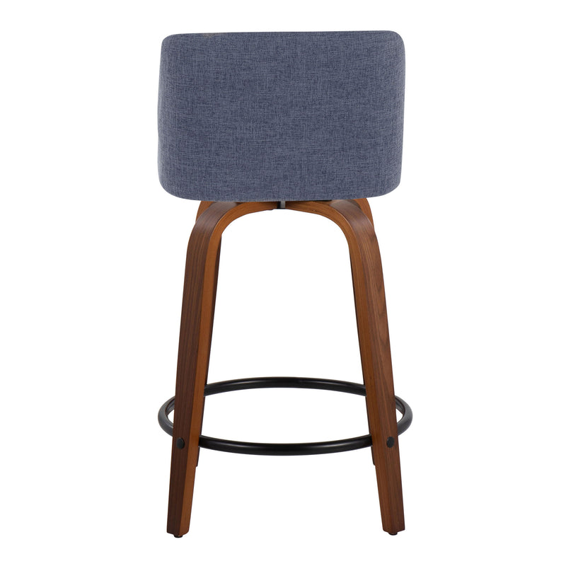 Toriano - Mid Century Modern, Fixed Height Counter Stool & Swivel And Round Footrest (Set of 2)