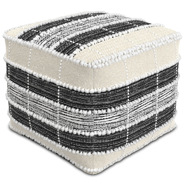 Barley - Square Pouf - White / Beige / Black