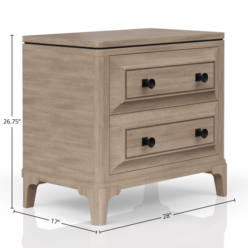 Queen Canopy Bedroom Set With A 2 Drawer Nightstand A Modern Dresser With Poster Mirror And A Door Chest - Sand