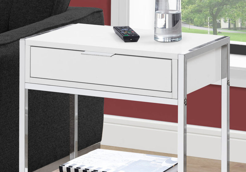 Accent Side Table, Storage Drawer, Spacious Tabletop