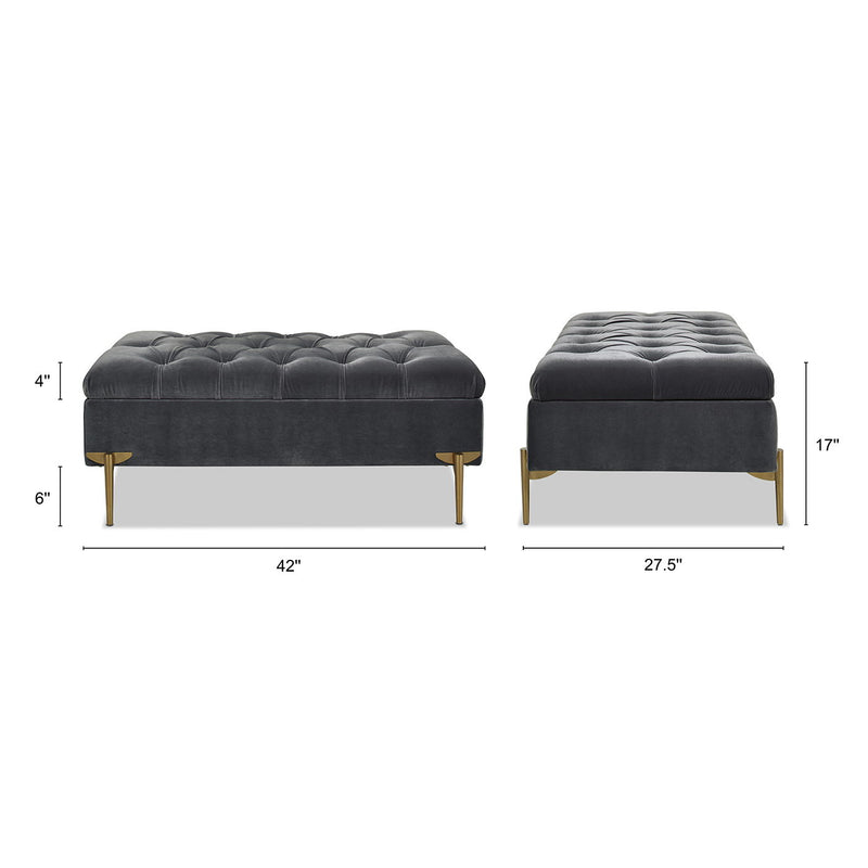 Estelle - Upholstered Storage Bench Cocktail Ottoman - Gray