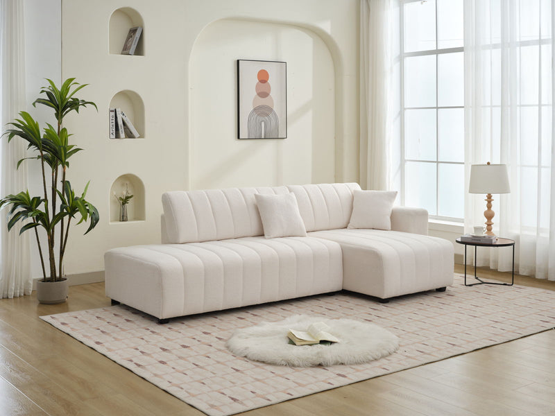 Jessica - Lamb Wool Sectional Sofa With Chaise, Versatile Configuration