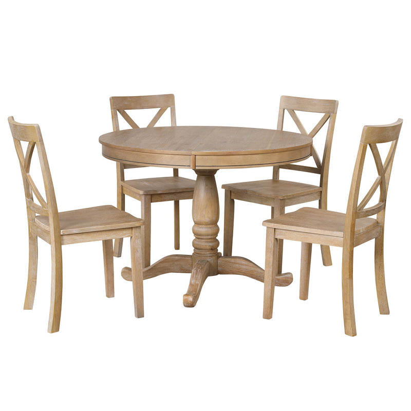 Modern Dining Table Set For 4, Round Table And 4 Kitchen Room Chairs, 5 Piece Kitchen Table Set For Dining Room, Dinette, Breakfast Nook