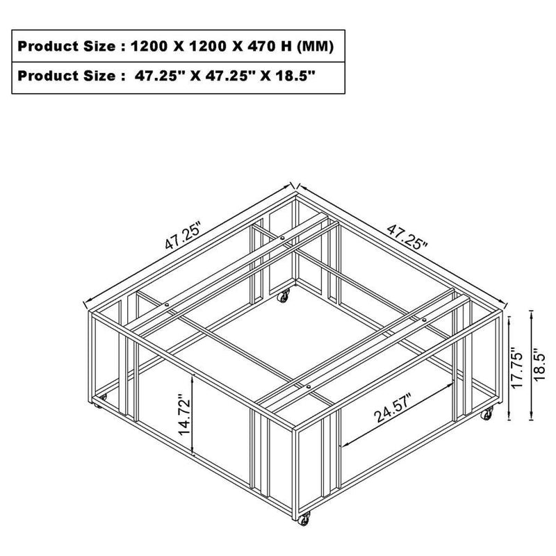 Adri - Square Glass Top Coffee Table With Casters