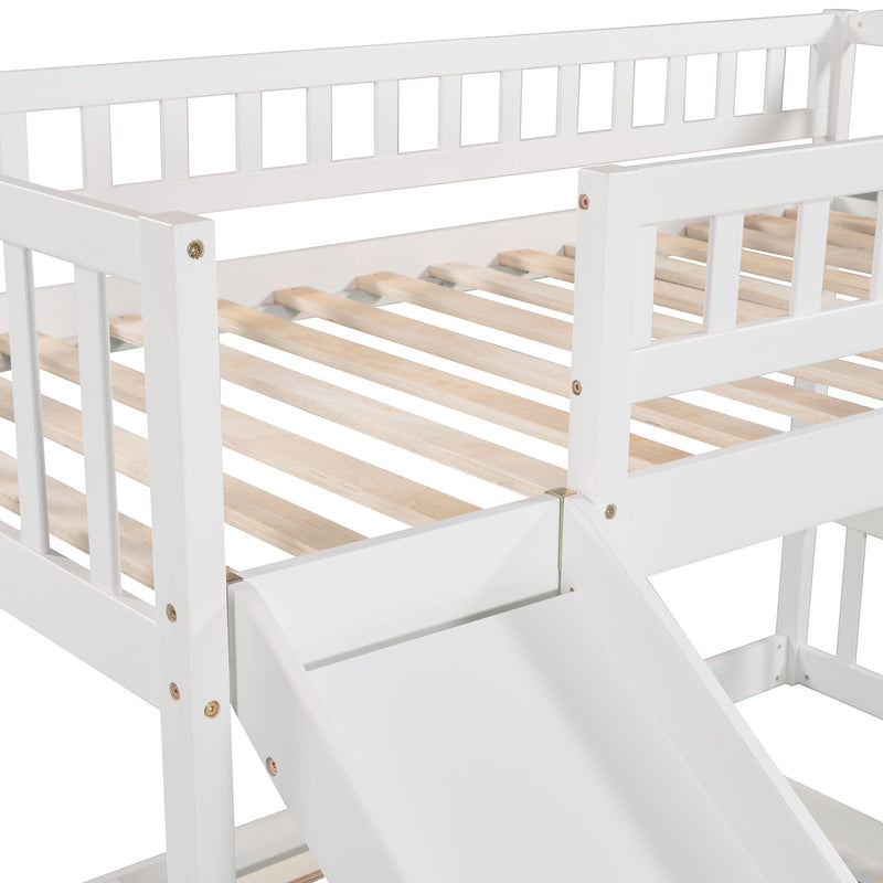 Twin Over Twin Stairway Bunk Bed With Two Drawers And Slide