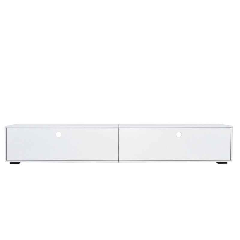 TV Stand For Living Room, Modern Entertainment Center Stand For TV Up To 90", Large LED TV Stand With 4 Storage Drawers, High Glossy Waterproof TV Console, TV Table Media Furniture - White