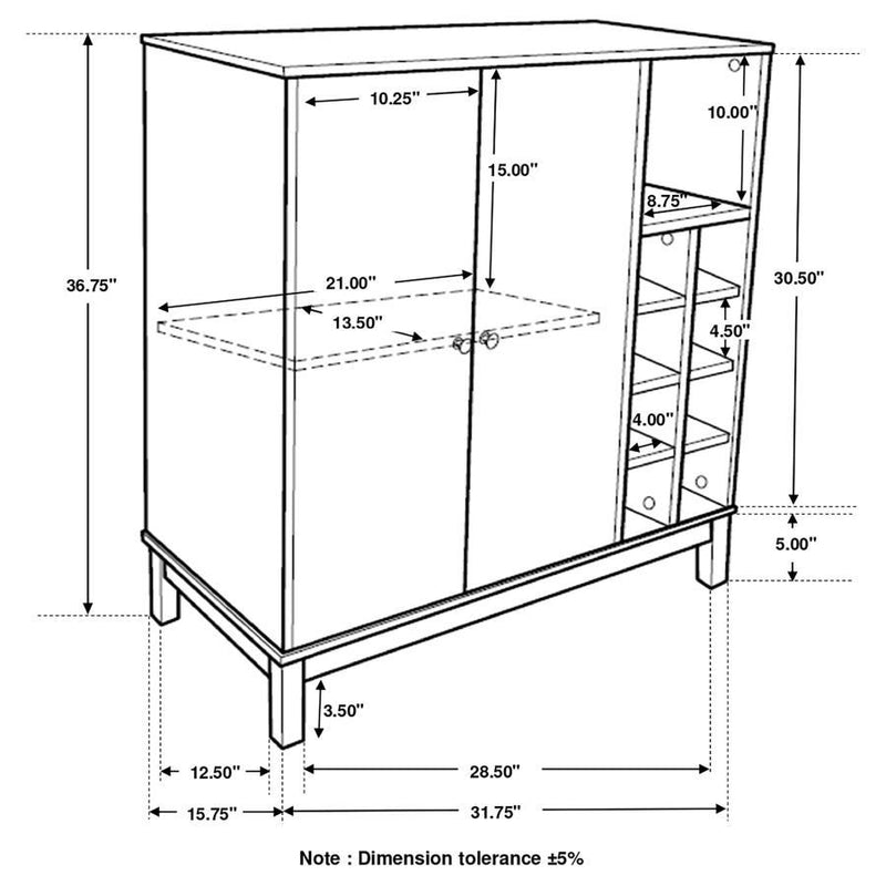 Cheyenne - 2 Door Home Bar Wine Cabinet - Weathered Acacia