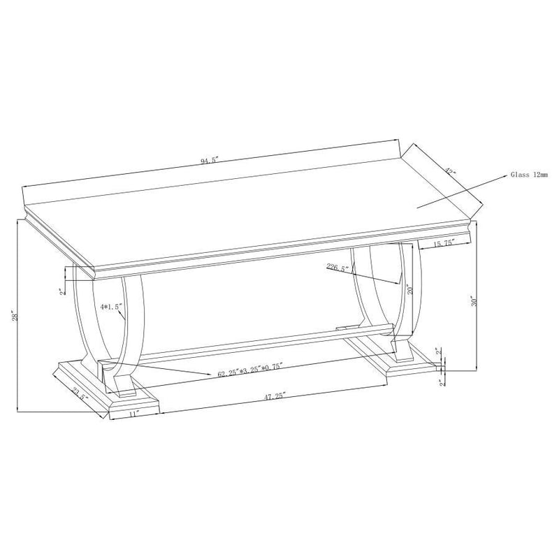 Antoine - Rectangle Glass Top Dining Table Set