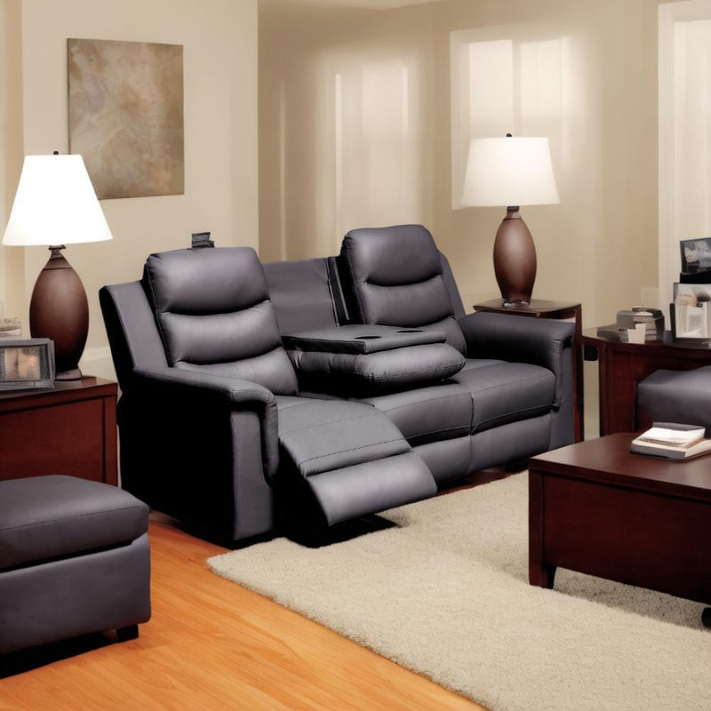 Reclining Sofa With Middle Console Slipcover, Stretch 3 Seat Reclining Sofa Covers - Black