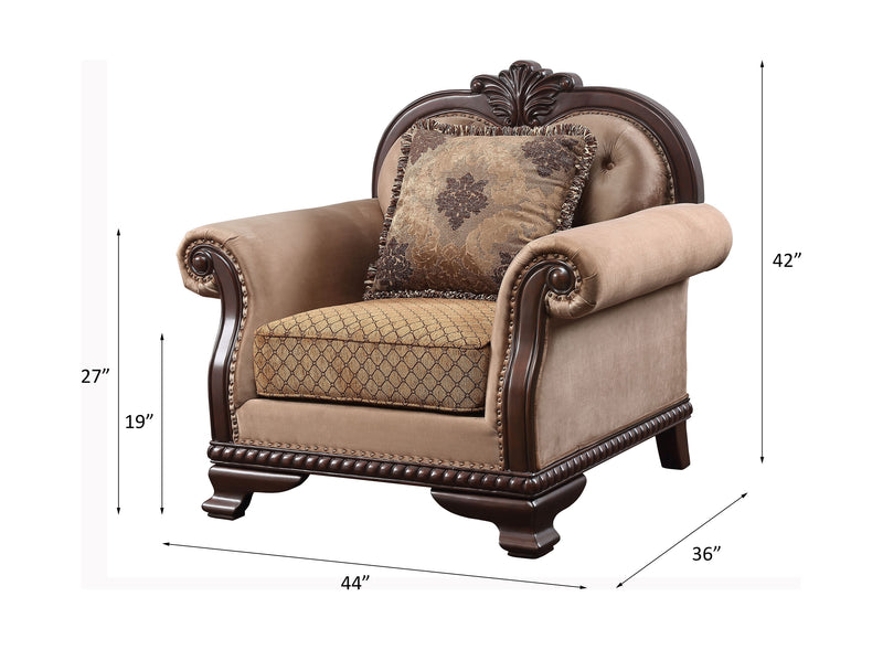 Chateau De Ville - Chair - Fabric & Espresso Finish