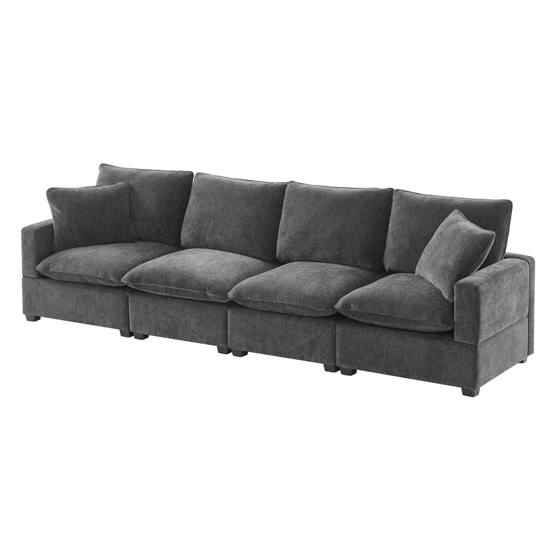 Modern Modular Sofa, 4 Seat Chenille Sectional Couch Set With 2 Pillows Included, Freely Combinable Indoor Funiture For Living Room, Apartment, Office