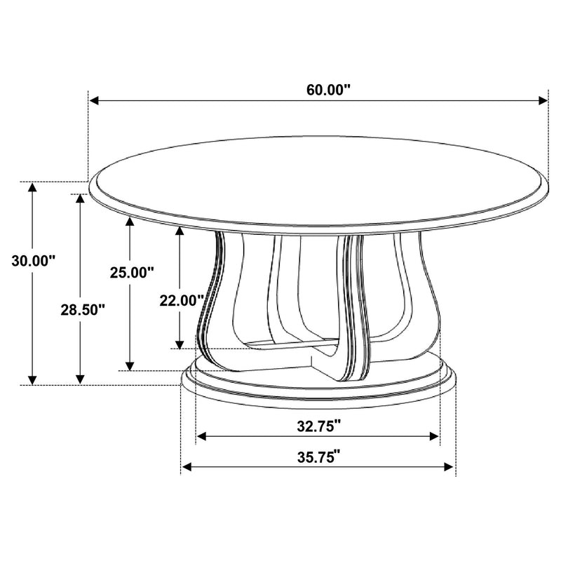 Trofello - Round Pedestal Dining Table - White Washed